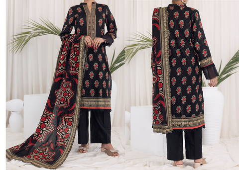 Xee Fabrics-Daman 3pc Printed Lawn Shirt with Lawn Dupatta