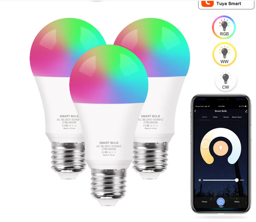 Color Changing Smart Wifi Rgb Led Bulb, Dim-able And Color Changing – Voice Controlled, 13watt – 220v Led Smart Rgb Bulb