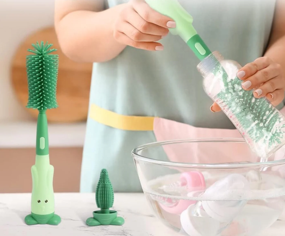 3-in-1 Silicone Baby Bottle Cleaning Brush Set – Pacifier, Straw, And Bottle Scrubber