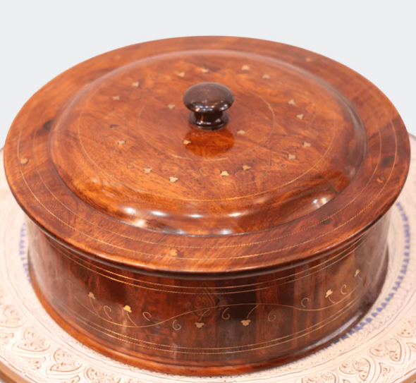 Wooden Hot Pot With Barance Work Roti_dan Hot And Pot Beautiful Wooden Made