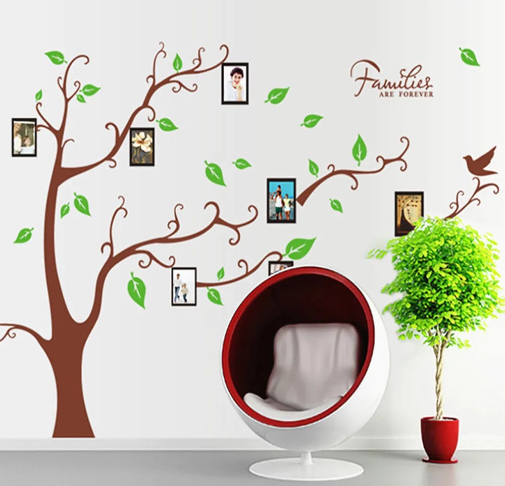 Large 3d Diy Photo Tree Wall Decals (200x250cm / 79x99in), Black Pvc Adhesive Family Stickers For Home Decor And Mural Art (random Color)